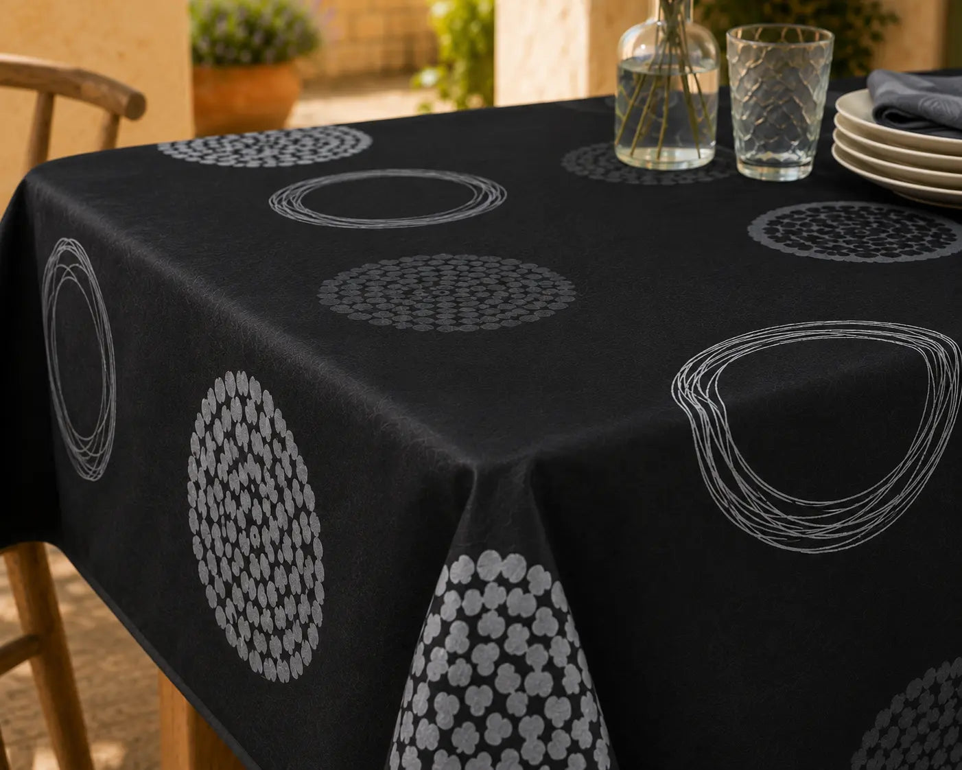 Mantel Antimanchas Stamp Black