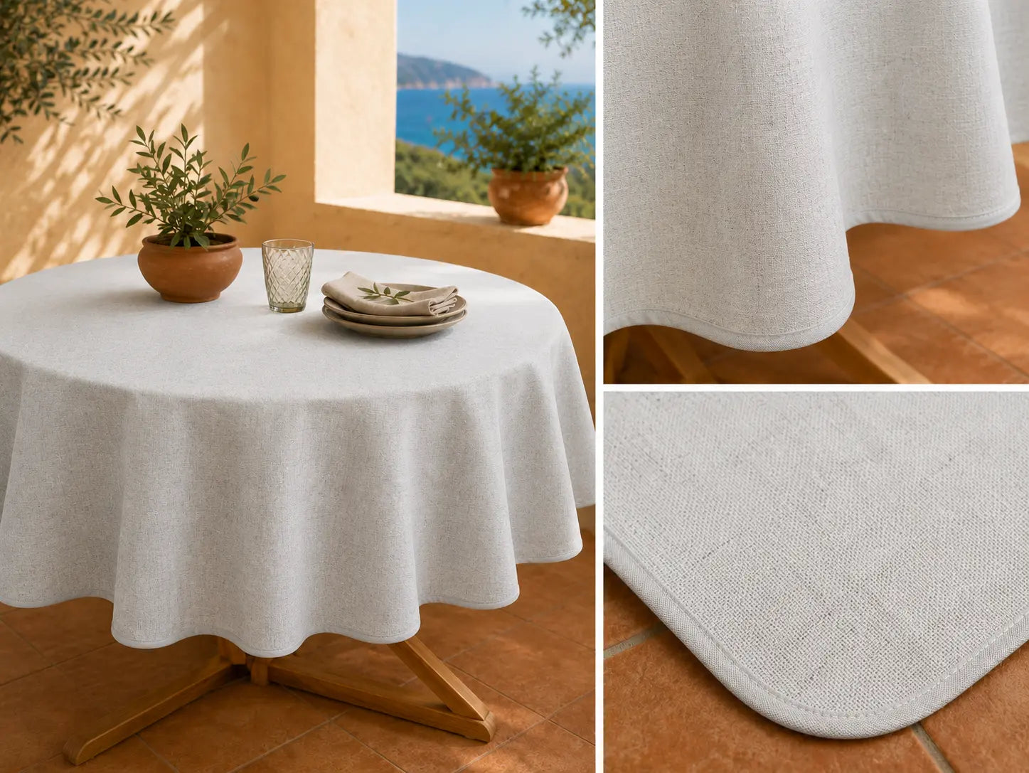 Mantel Antimanchas Liso Gris