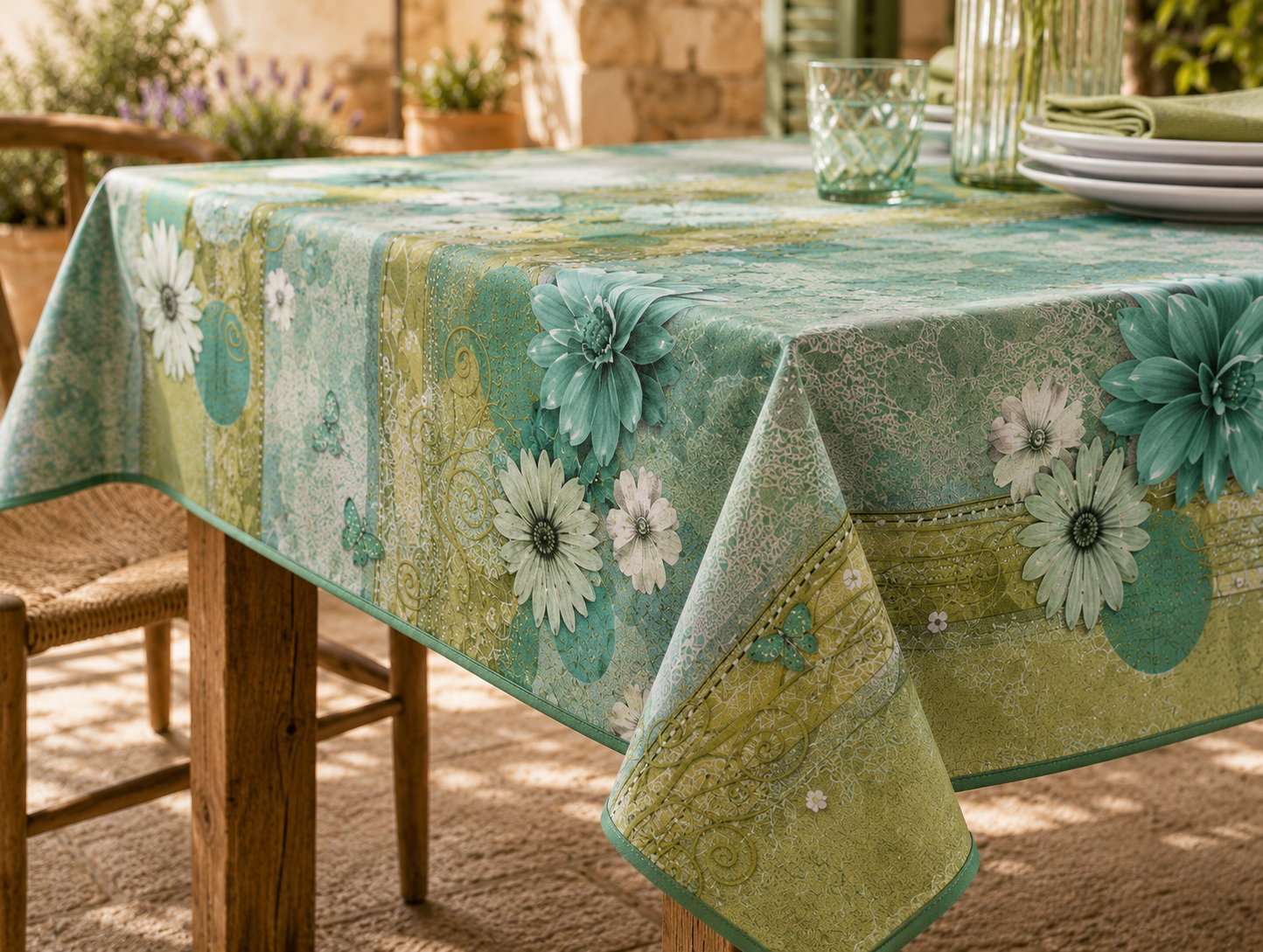 Mantel Antimanchas Margarita Azul