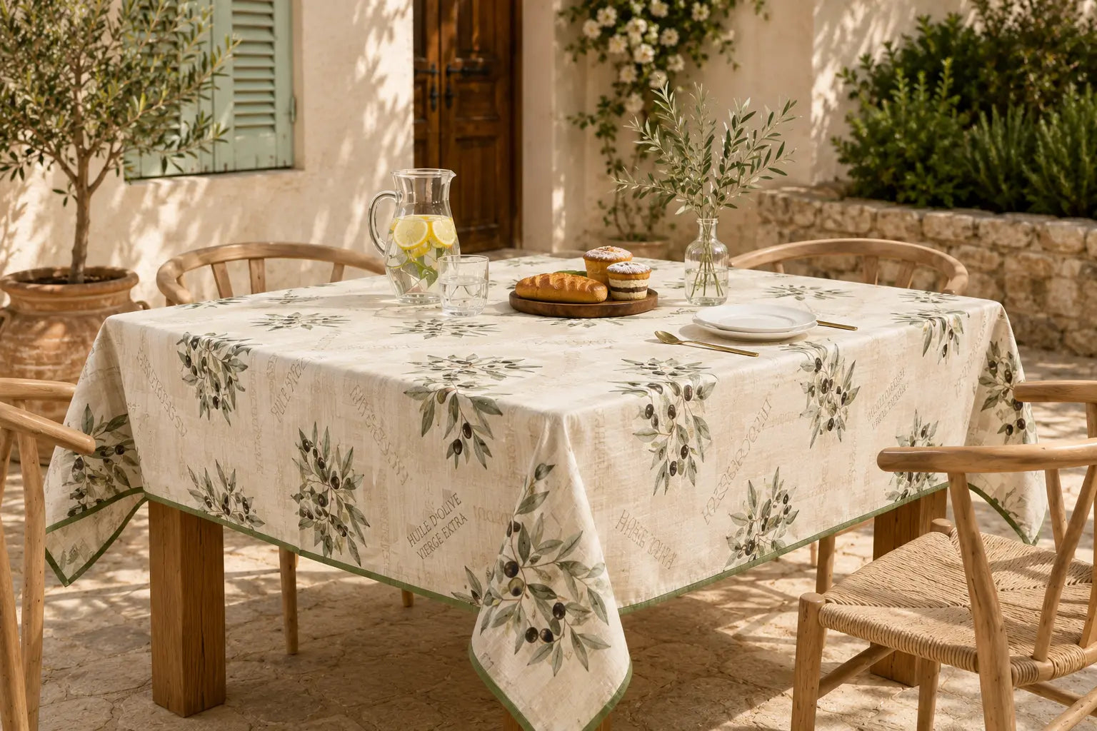Mantel Antimanchas Olivas Beige