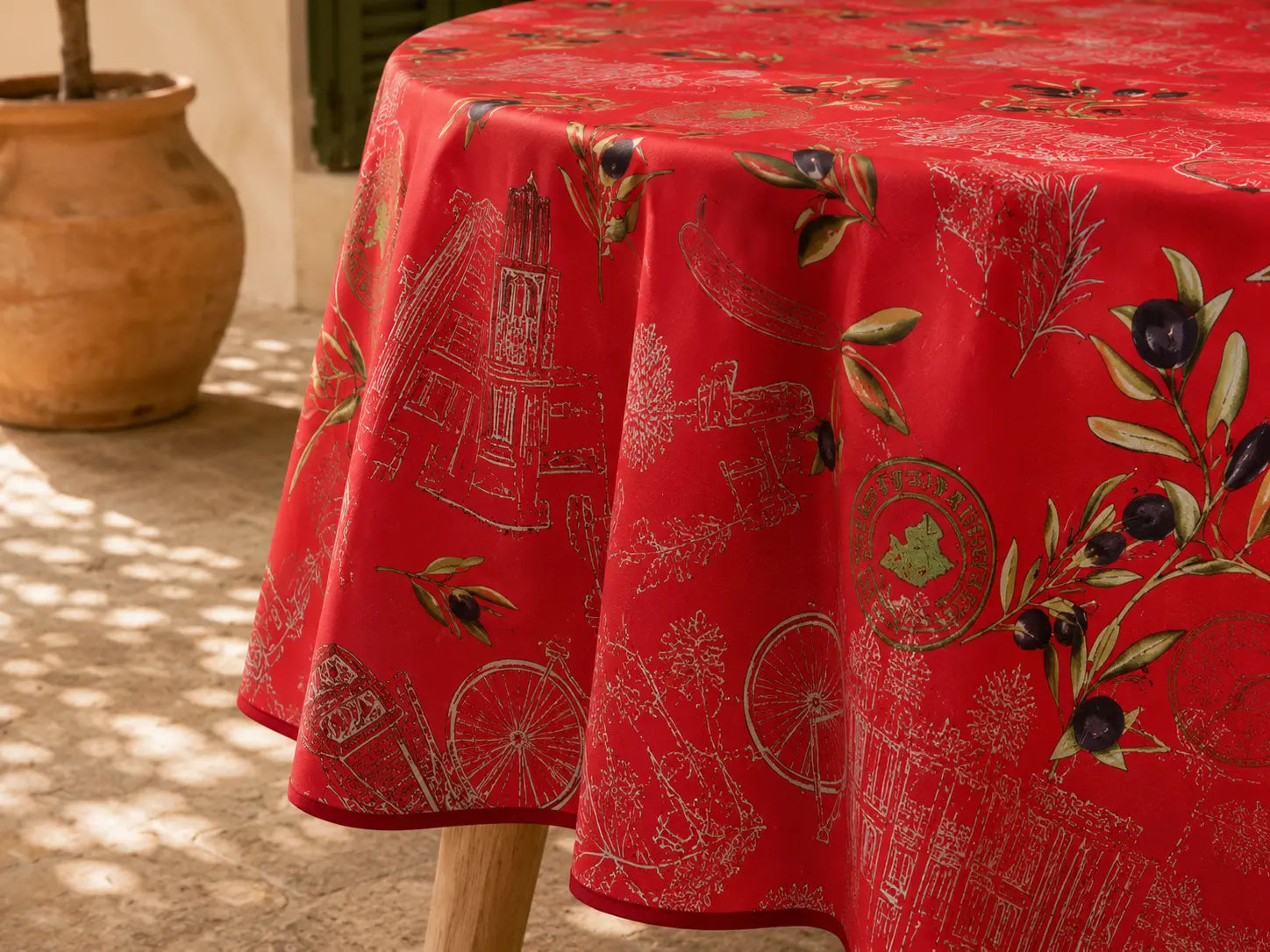 Mantel Antimanchas Olivo Rojo