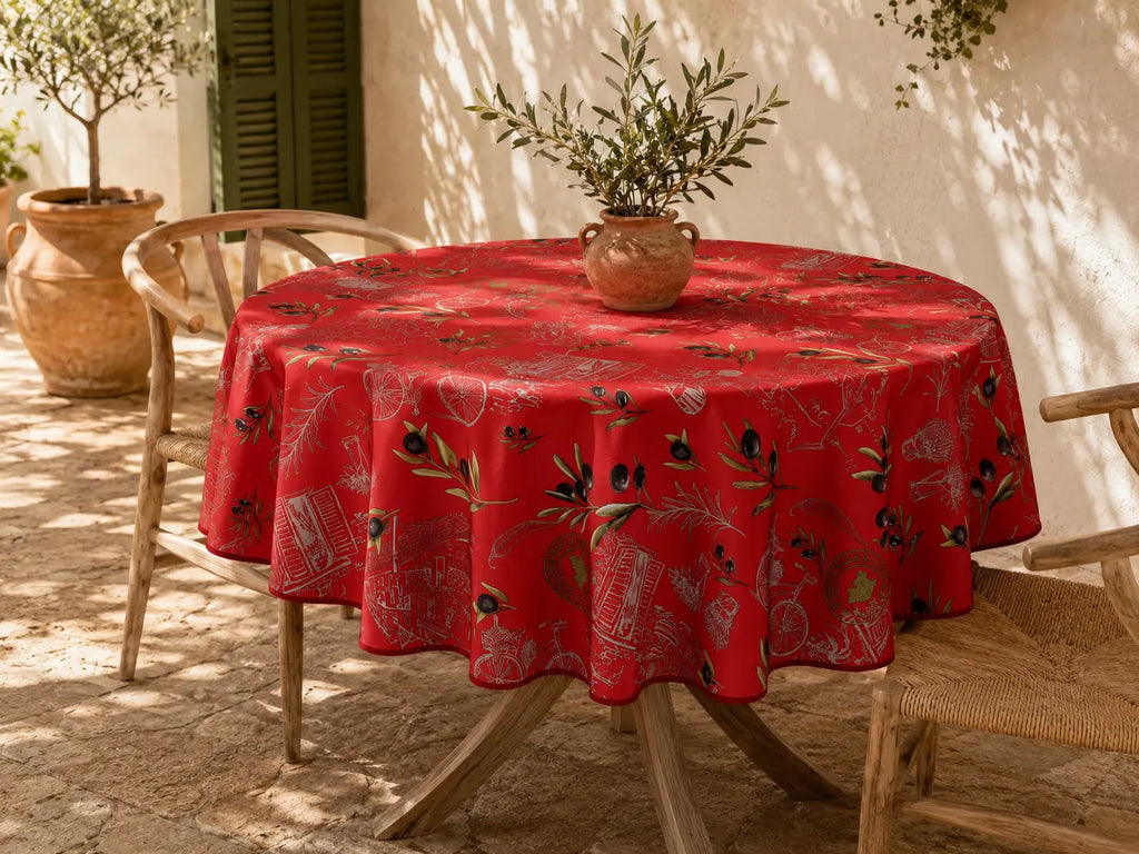 Mantel Antimanchas Olivo Rojo