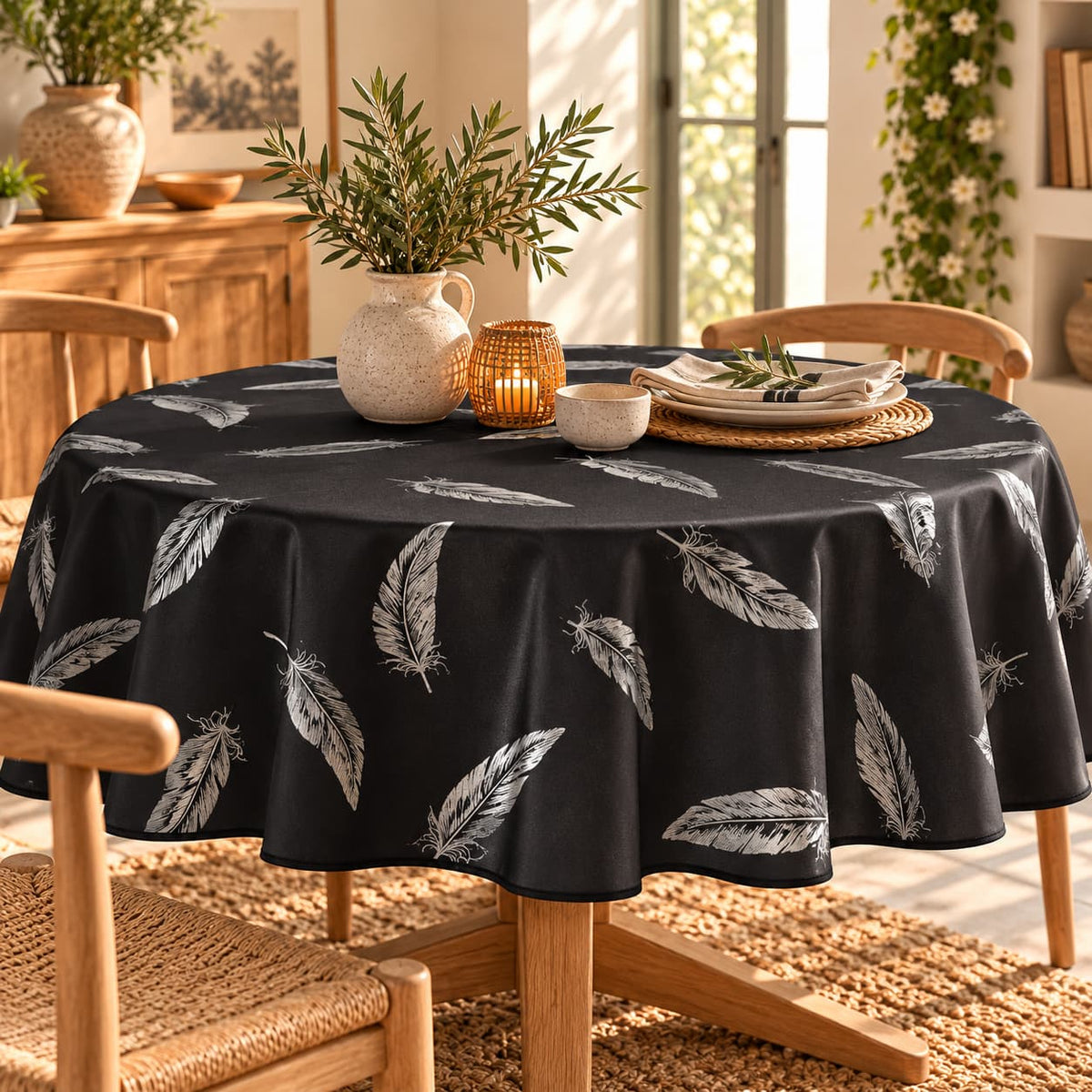 Mantel Antimanchas Pluma Black