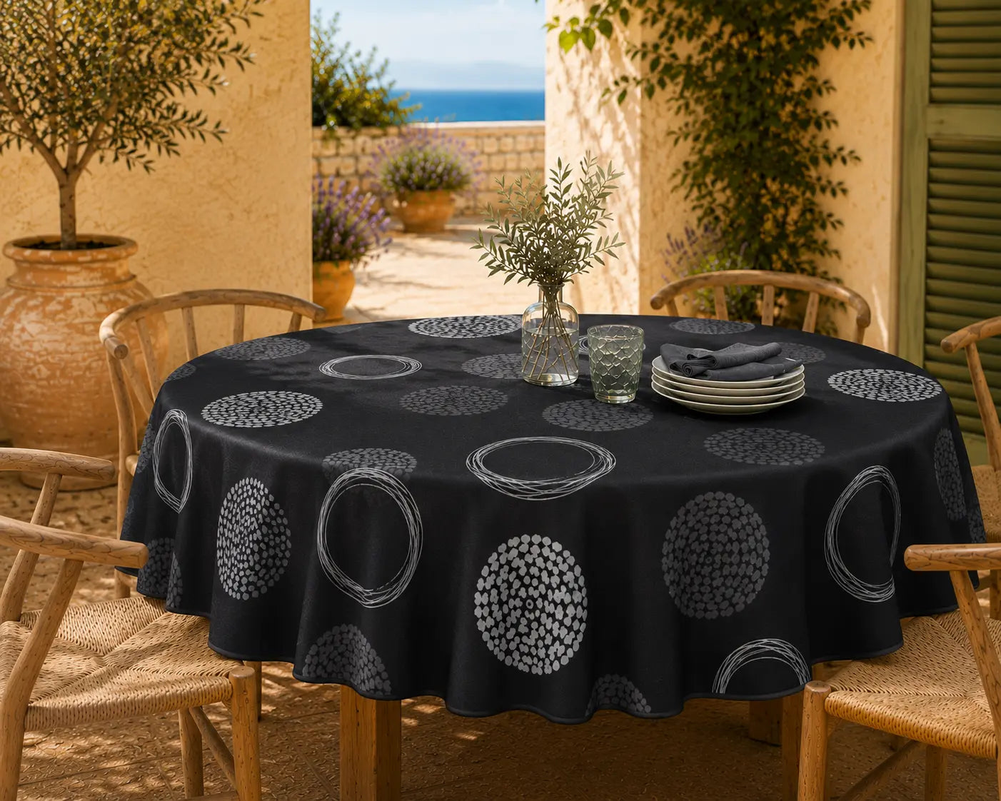 Mantel Antimanchas Stamp Black