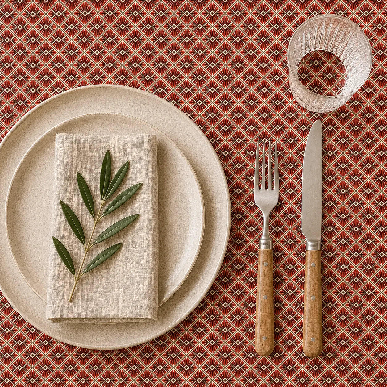 Mantel Antimanchas Print Terracota