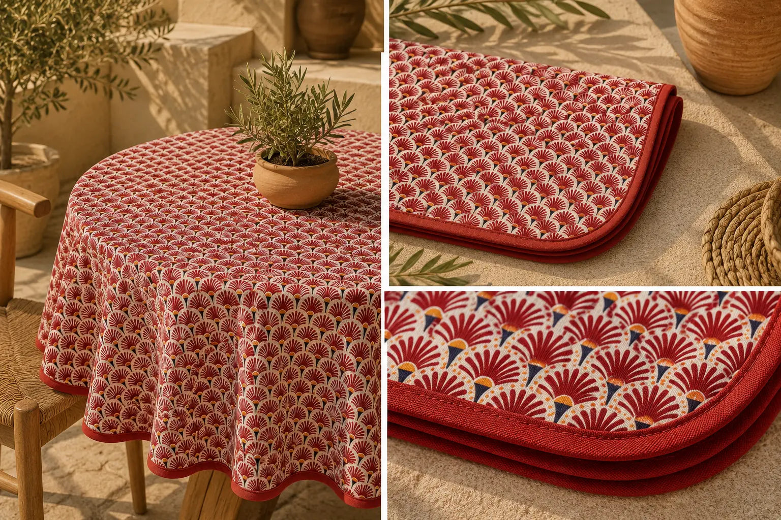 Mantel Antimanchas Waves Red
